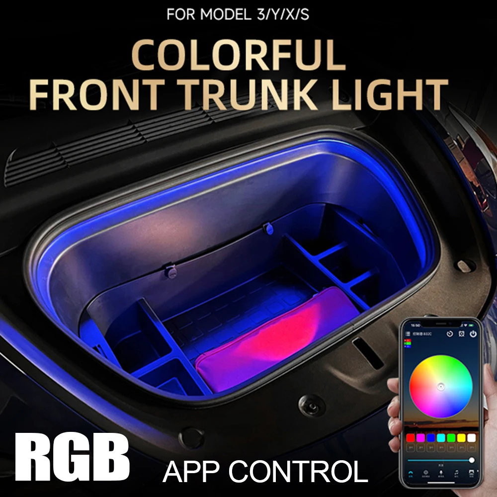 Car Interior Neon Light Led Strip For Tesla Model 3 Y S X RGB APP Control Decorative Lamp Ambient Lighting Front Trunk Lights