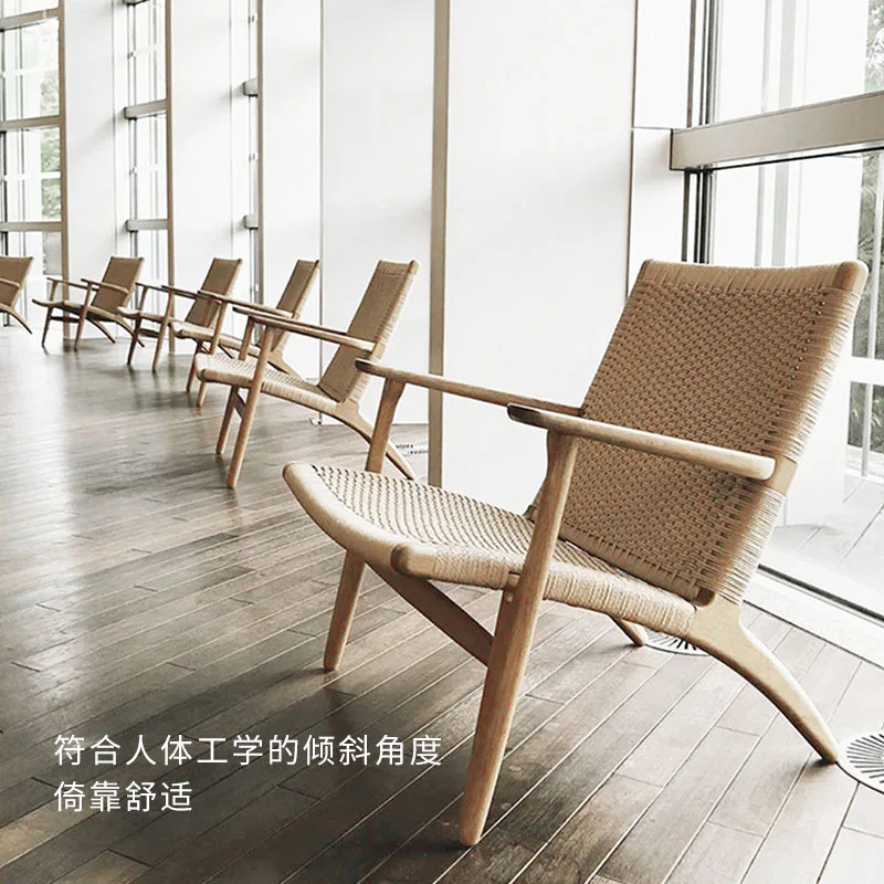 Ins Celebrity Rattan Chair Rope Woven Middle Ancient Chair Simple Sofa Chair Camp Retro Style Designer Leisure Lounge Chair