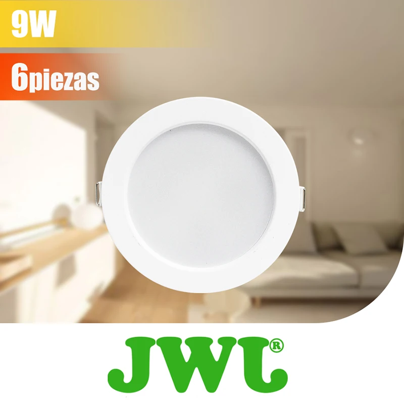 JWJ 6pcs LED 9W Recessed downlight Ceiling light Ultra-thin aluminum housing bright non-glare household commercial office light