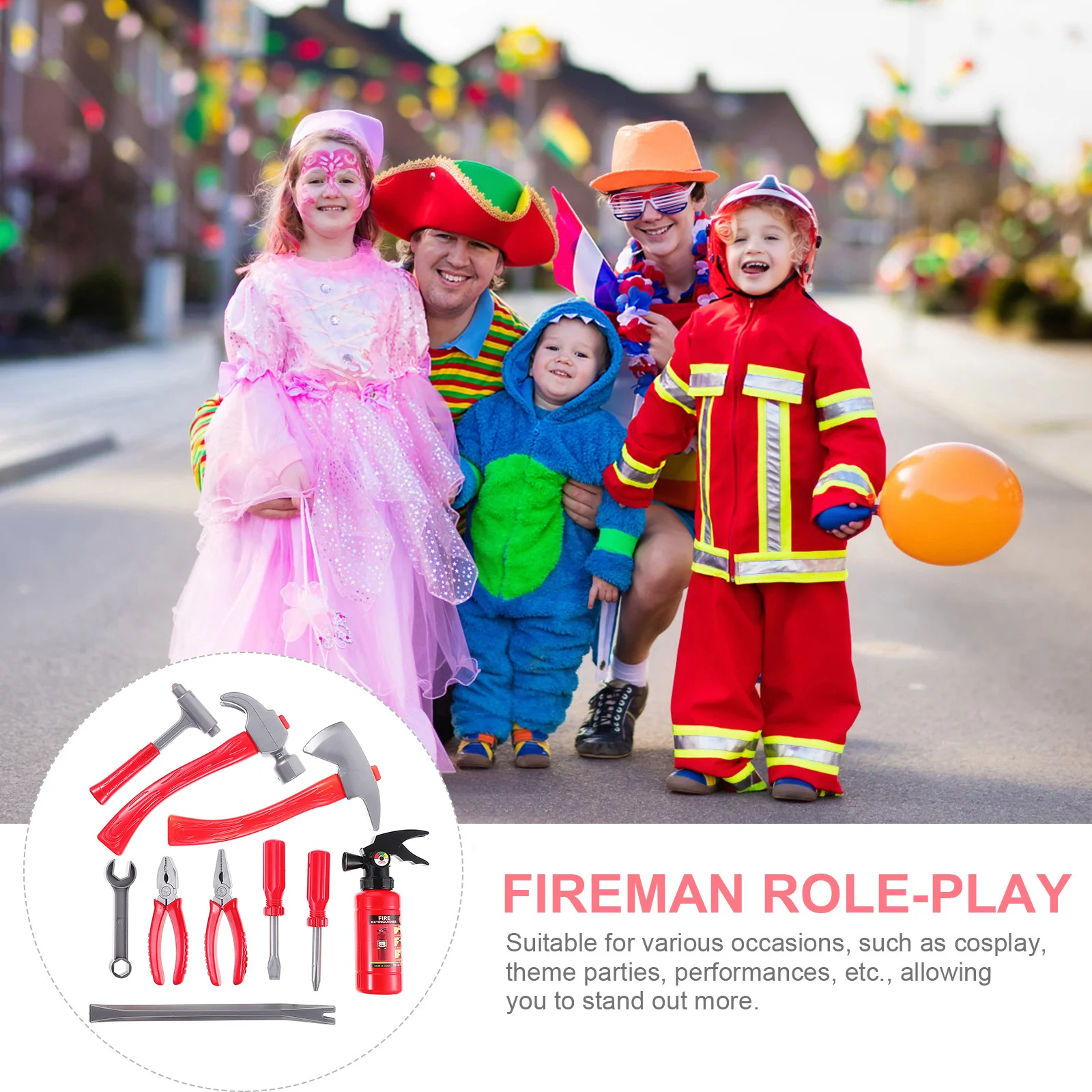 

1Set Kids Firemen Tool Kit Role-Play Costume Set for Toddlers Creative Fireman Cosplay Accessories for Theme Party and Indoor