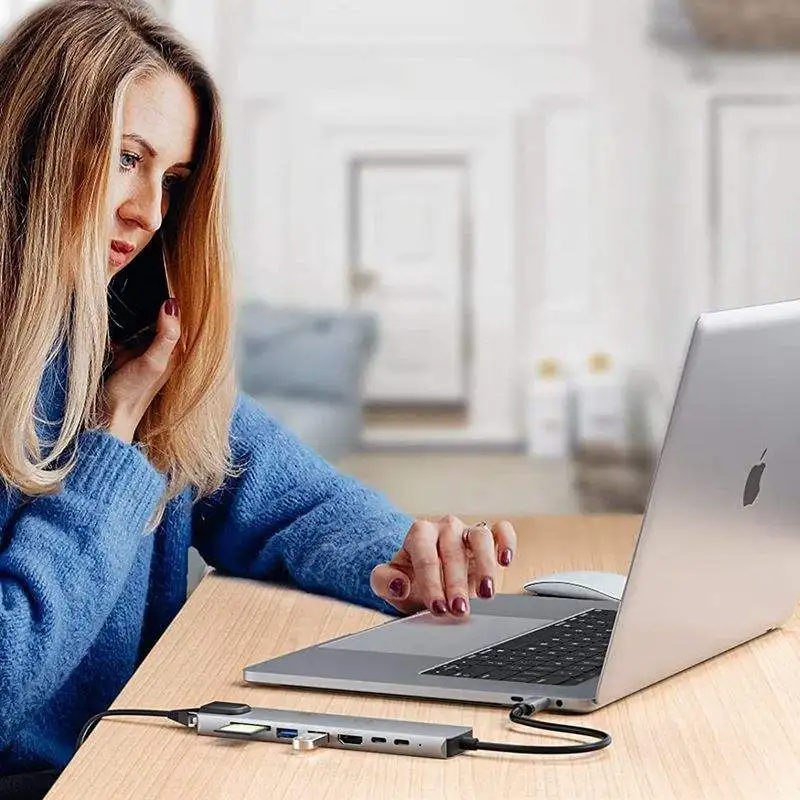 Expansor de Puerto multiadaptador USB 3,0 8 en 1, lector de tarjetas SD/TF, divisor 3,0 para PC, portátiles, Surface Pro, MacBook