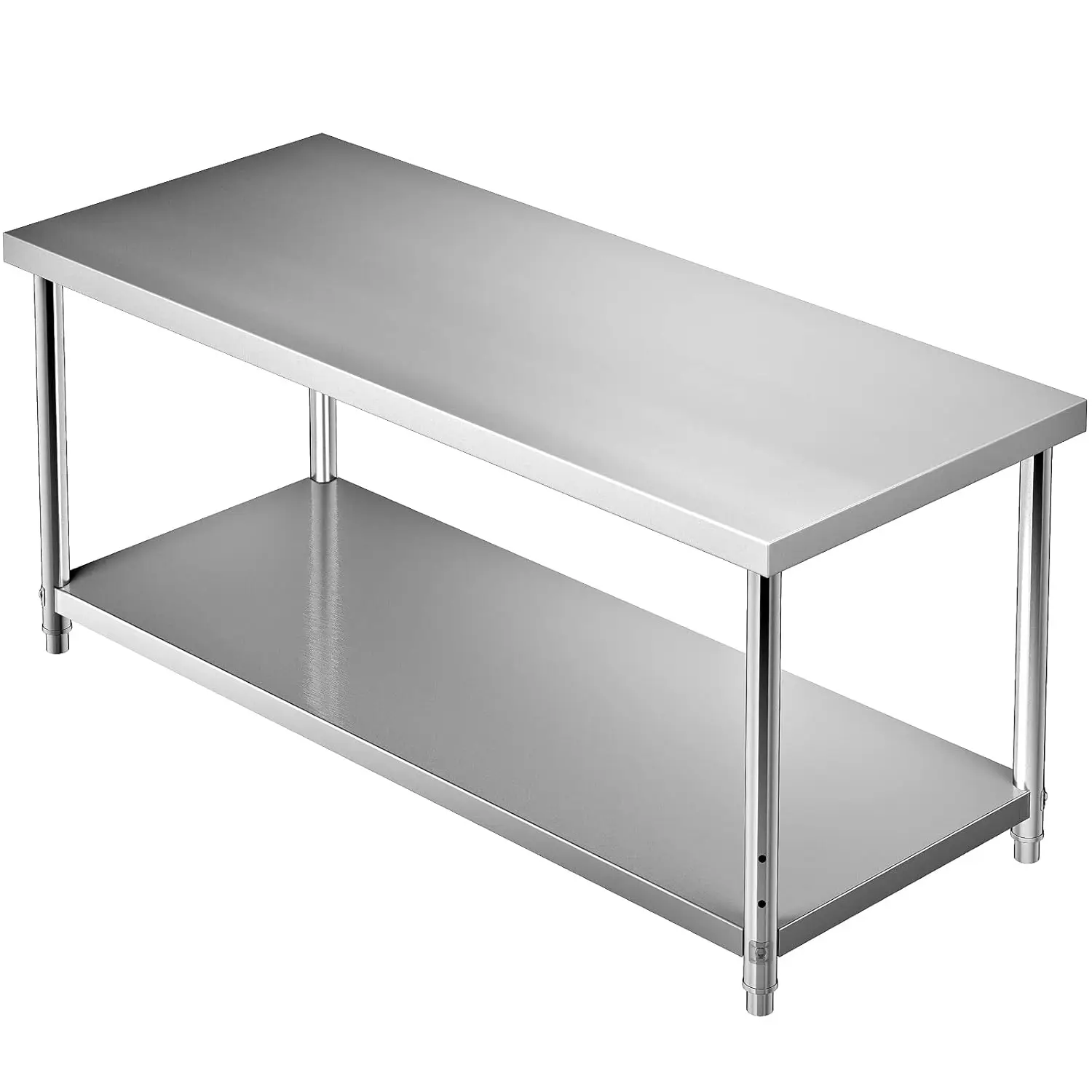 Stainless Steel Prep Table, 72 x 30 x 34 Inch, 550lbs Load Capacity Heavy Duty Metal Worktable with Adjustable Undershelf