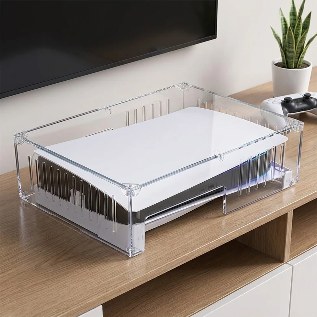 Horizontale Klare Acryl-Staubschutzabdeckung für PS5 Slim & Pro, Schutz für Horizontale Aufstellungen