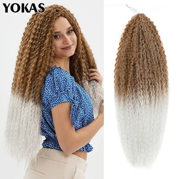 Cheveux synthétiques brésiliens au crochet pour femmes africaines, boucles afro, tresses crépues bouclées, extension de cheveux pré-étirés, 20 po, 28 po