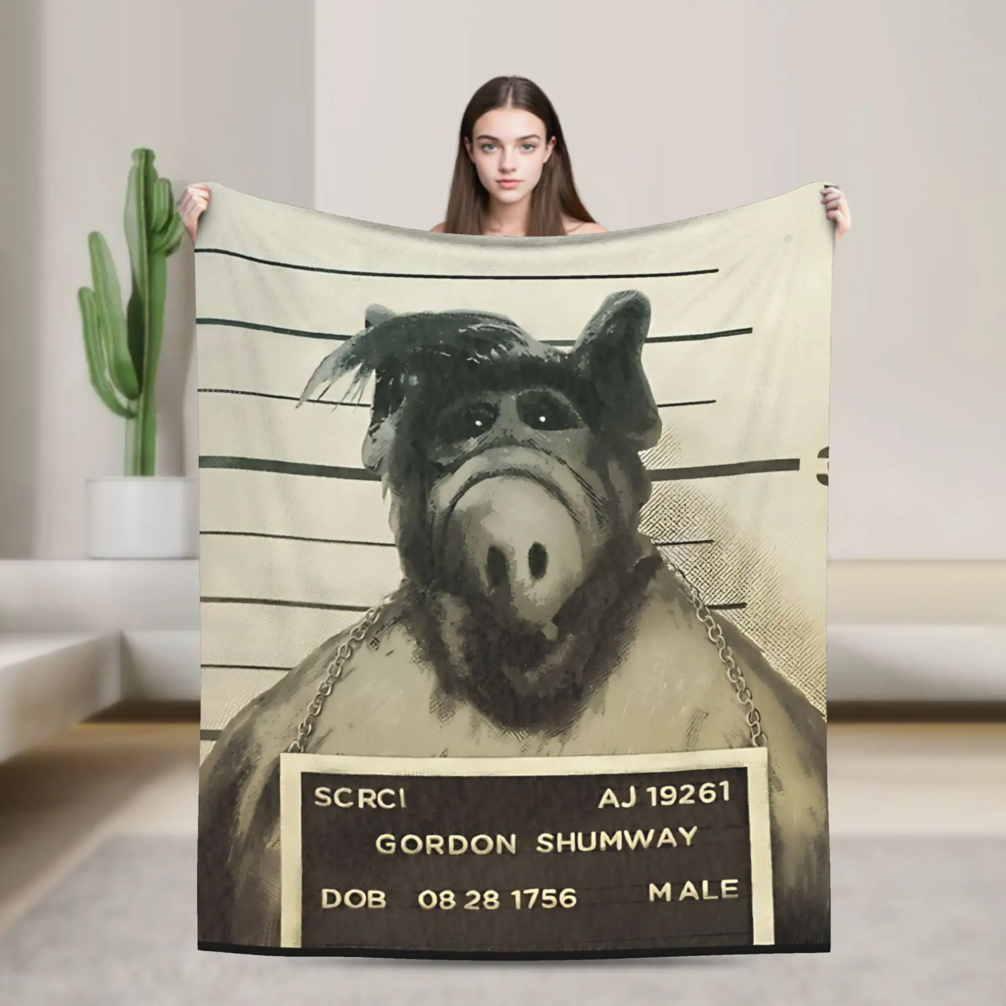 Alf Mugshot Alien Life Form Comedy Knitted Blankets  Flannel Throw Blankets Summer Air Conditioning Lightweight Bedspreads
