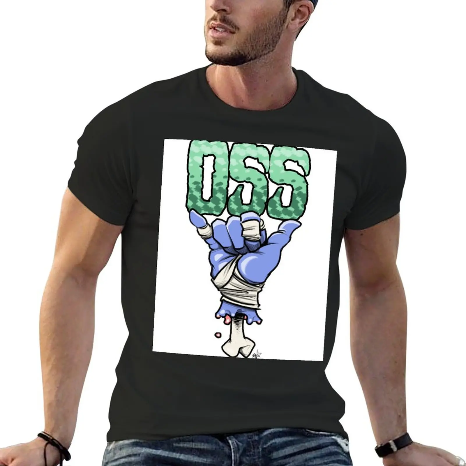 

OSS blue T-Shirt anime stuff plus size clothes oversized graphic tee mens graphic t-shirts