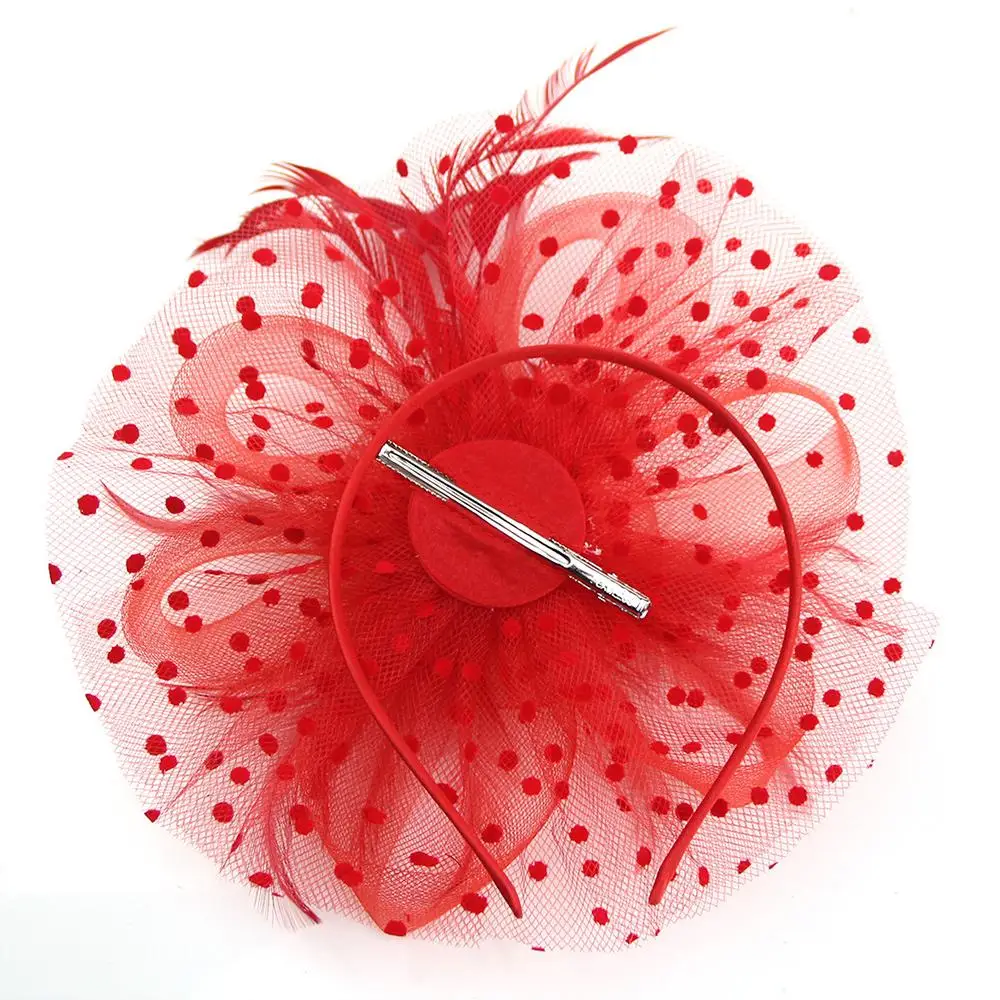 Mesh Flowers Feathers Hat Hair Accessories Organza Fascinators Hat with Hair Clip Bridal Headwear Cocktail Wedding view 5