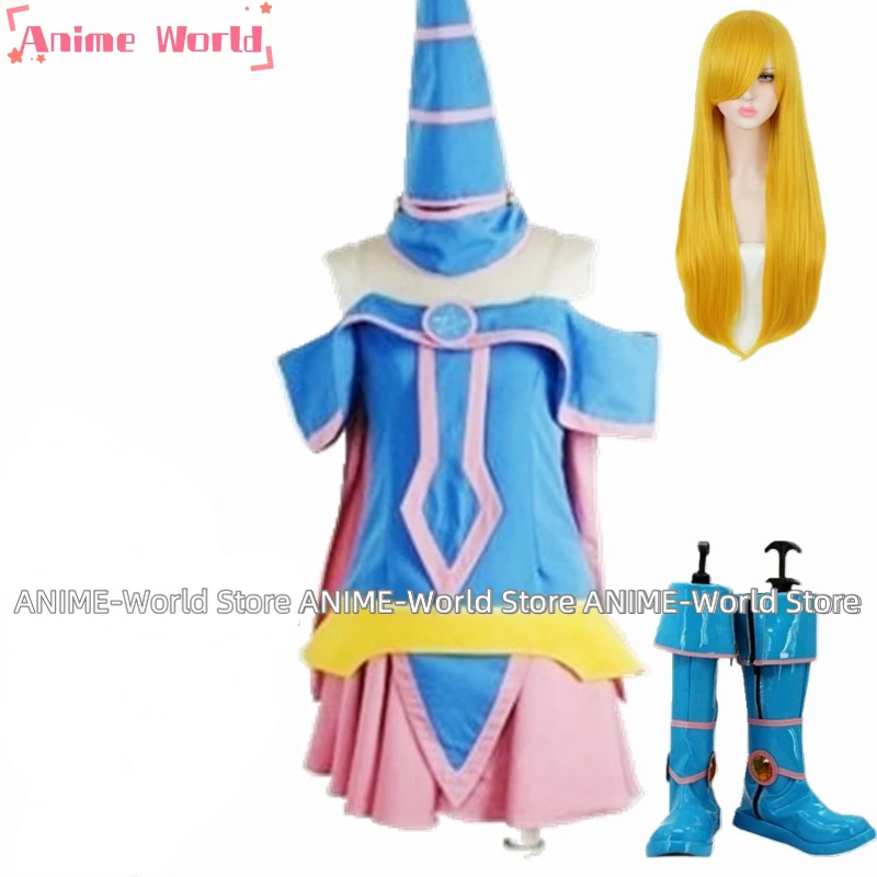 《Custom Size》Anime High Quality Dark Magician Girl Dress Uniforms Cosplay Costume Wig Shoes Christmas Halloween Dress