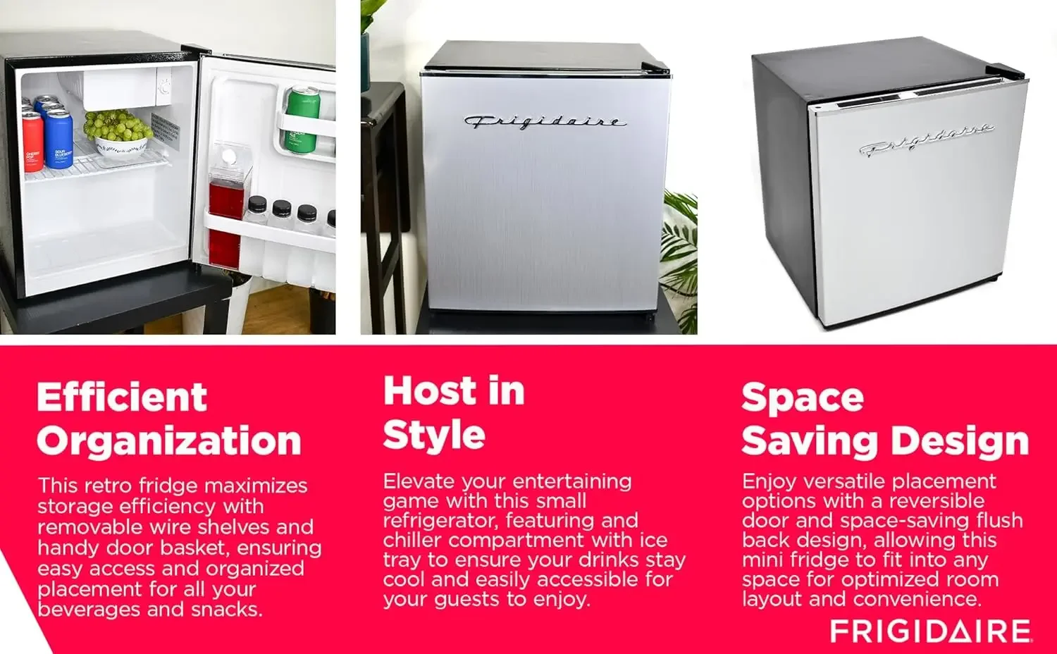 Steel Mini Fridge. Perfect for Home or The Office. Platinum Series, 1.8