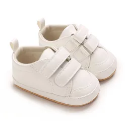 New White Newborn Baby Leather Shoes for 1 Year Sneakers Infant Soft Rubber Sole Loafers Toddler Trainers Baby Items Gift