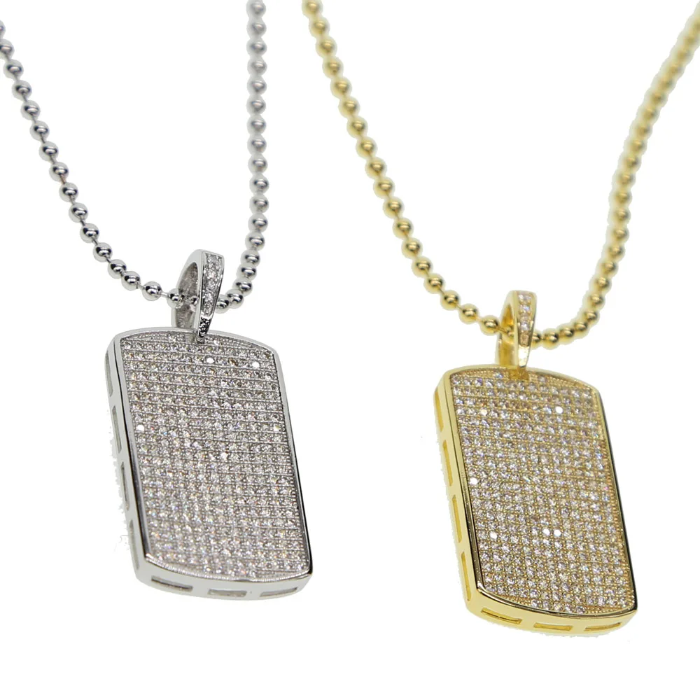 2019 iced out bling men women pendant necklace micro pave cz dog tag collar necklaces hiphop jewelry