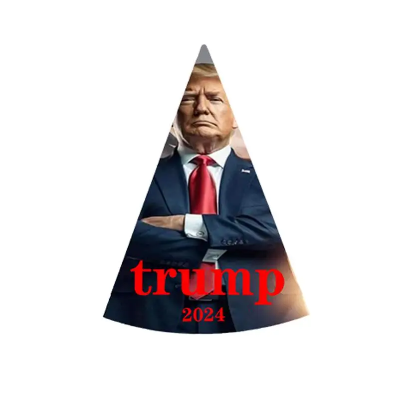 1pcs Donald Trumps 2024 Theme Party Cone Party Hats Party Cone Hats Paper Hats For US Election Day Celebration Event Party Decor