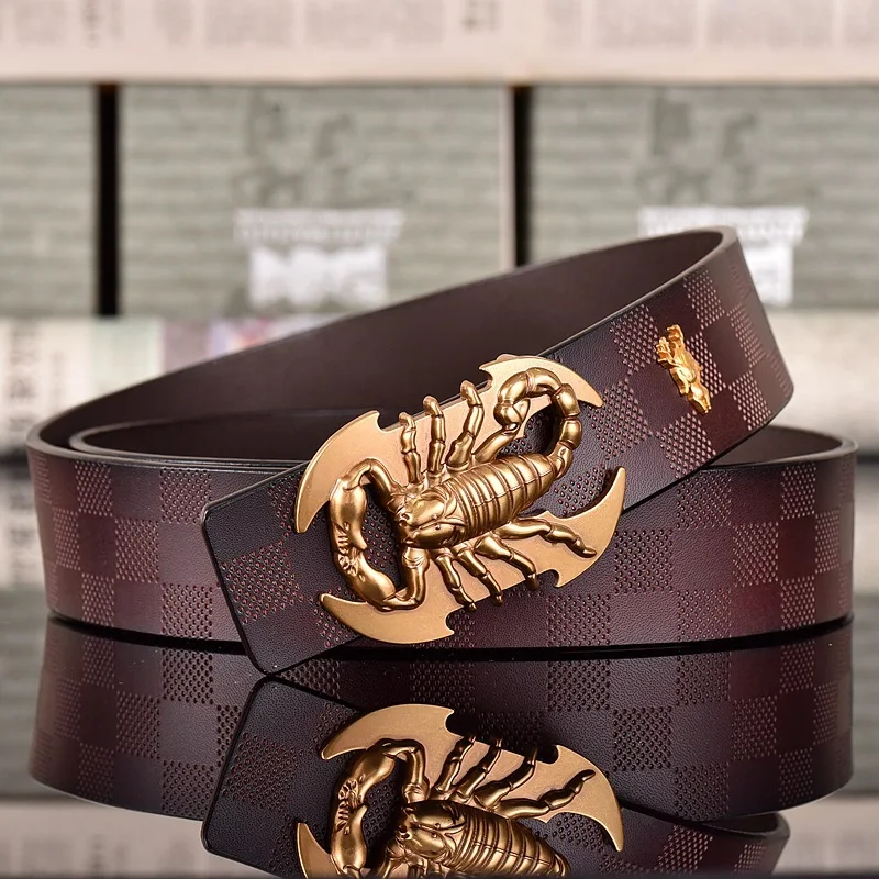 المعادن العقرب شكل ثلاثية الأبعاد مشبك الأحزمة الرجال الجلود الفاخرة العلامة التجارية التلقائي مشبك فاسق حزام الذكور جودة مصمم حزام الحيوان 2025