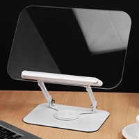 360 Degree Rotating Acrylic Book Stand for Reading Adjustable Height Sturdy Base Clear Material Laptop Tablet Holder