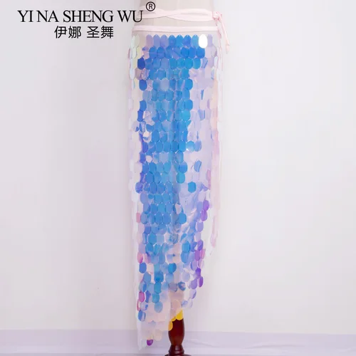 Imagen 2 del producto Cinturón de danza del vientre para mujer, bufanda de cadera, cinturón brillante para danza del vientre, traje de danza del vientre, accesorios de cinturón de lentejuelas, pretina roja, negra y rosa