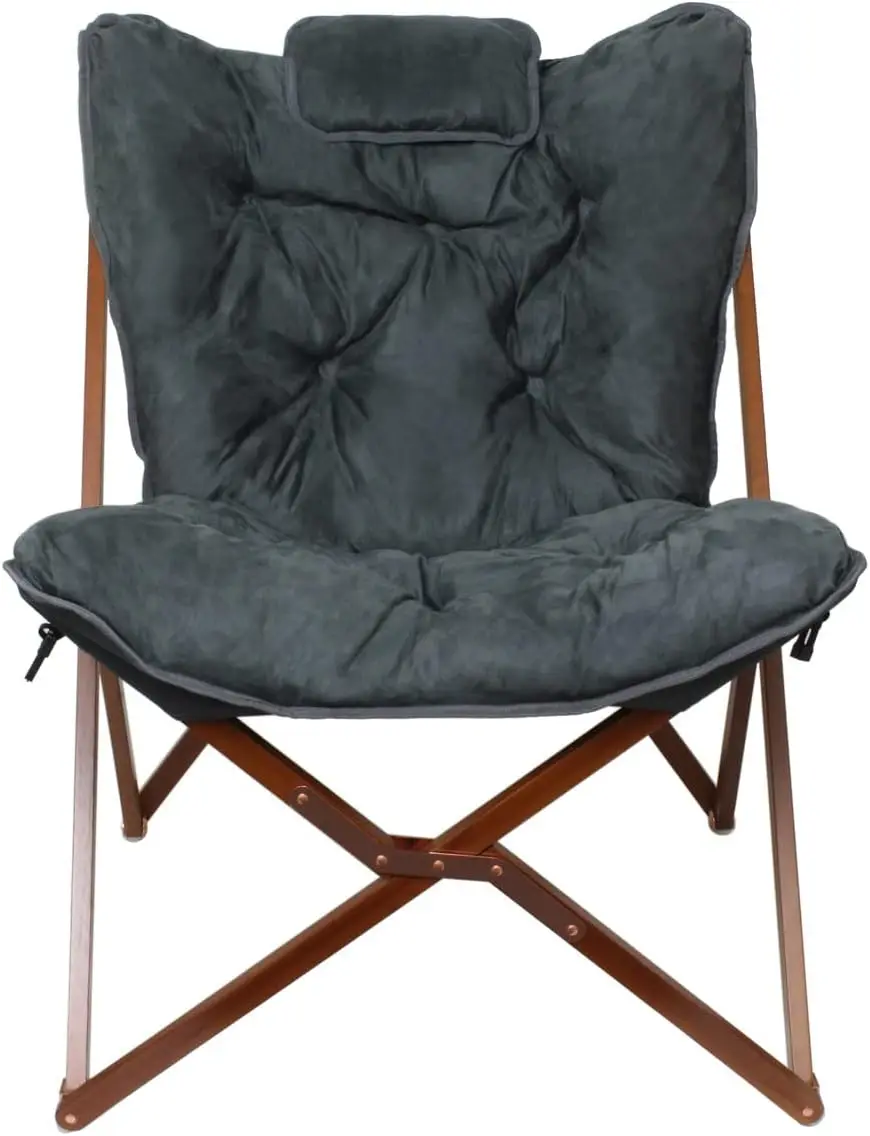 

Portable Foldable Indoor Wood Butterfly Folding Accent Chair, Perfect for Dorm Rooms, Bedrooms, and Living Rooms, Use for Loungi