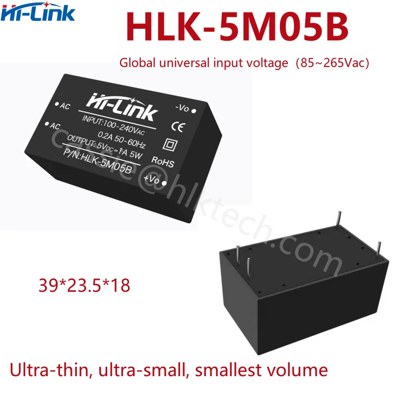 HLK-5M05B 5M03 5M05 5M09 5M12 5M24 Hi-Link 110V 220V To 3.3V 5V 9V 12V 24V CE Standard ACDC Power Converter Module HLK-5M05