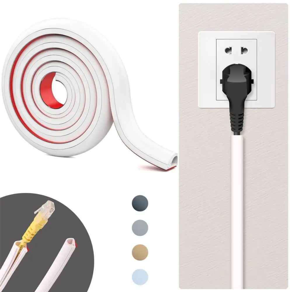 Professional Self-Adhesive Wall Cord Hider Raceway 1m Wire Cover Wall Mount Flexible Cable Concealer Home Office