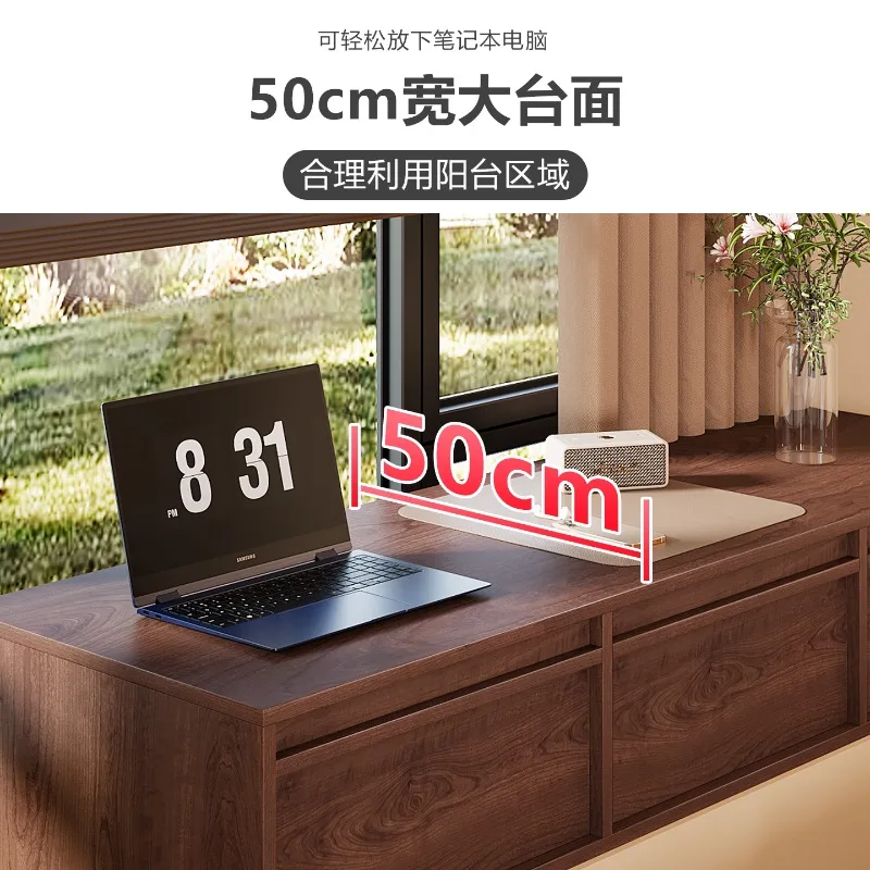 Medieval style solid wood skeleton bay window cabinets balcony sunscreen storage cabinets bedroom side cabinets window sill draw