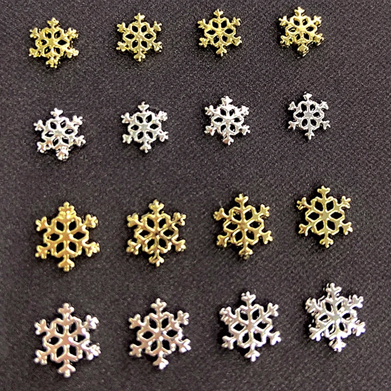 20PCS 3D Gold Silver Snowflake Nail Art Charms Parts Metal Snow Accessories 3D Manicure Decor Nails Decoration Supplies Material