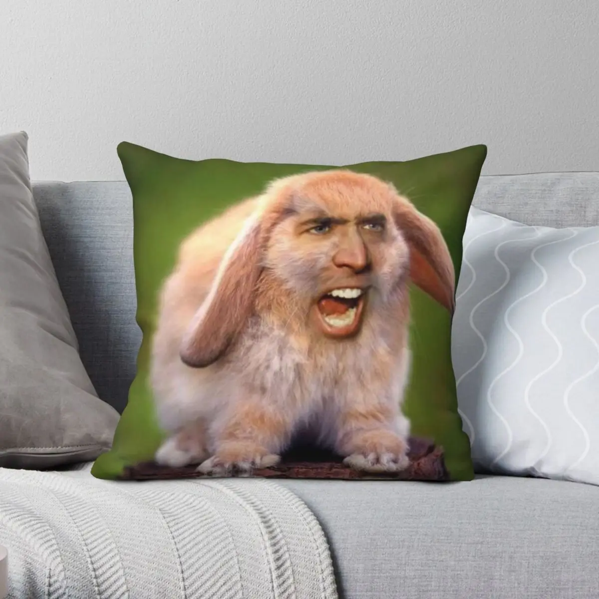 Scream Nicholas Cage D Rabbit Pillowcase Polyester Linen Velvet Pattern Zip Decorative Throw Pillow Case Car Cushion Cover