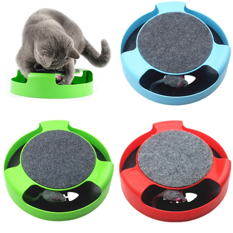 Pet Cat Interactive Toy Rotating Running Mouse Crazy Training Playing Plate with Mice Cute Catch The Motion Scratching Pad