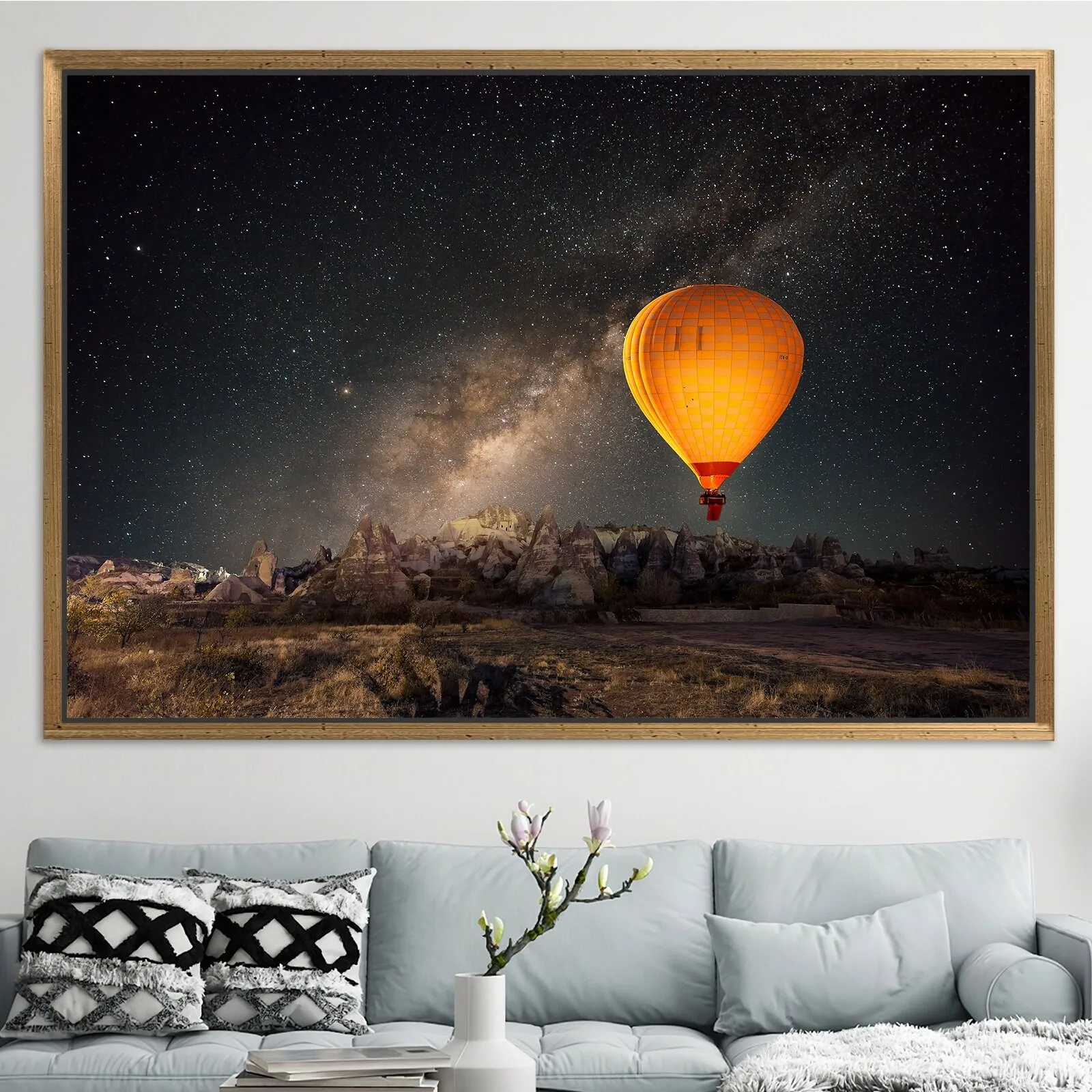 

Cappadocia Landscape Canvas Painting Starry Sky Landscape Canvas Poster New Home Gift Cappadocia Hot Air Balloon Home Decor