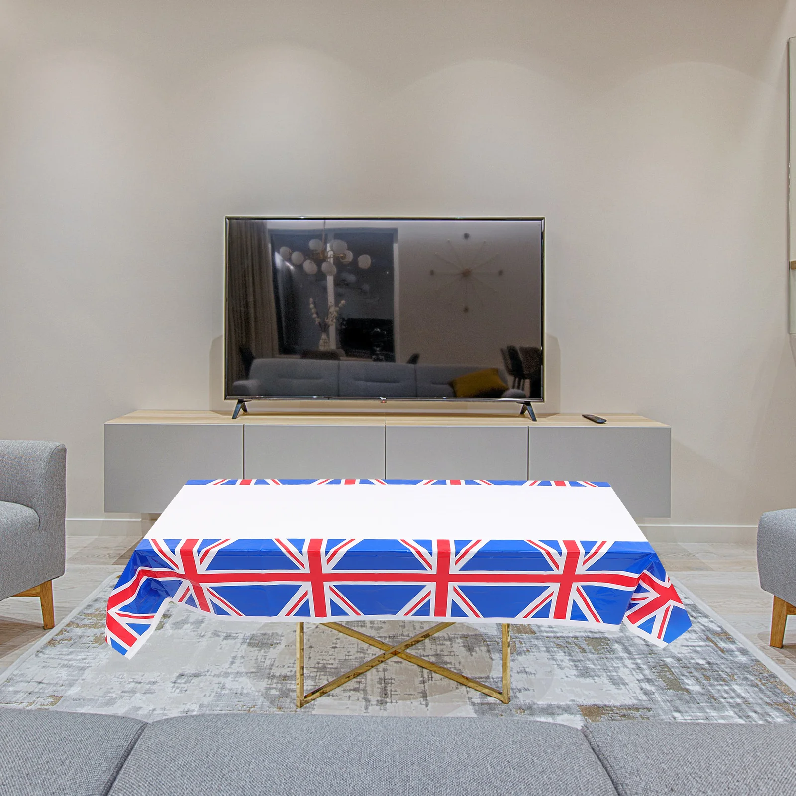 

Uk Flag Pattern Tablecloth Disposable Plastic Table Cover for Party Decor Lightweight Easy to Clean British Tablecloth