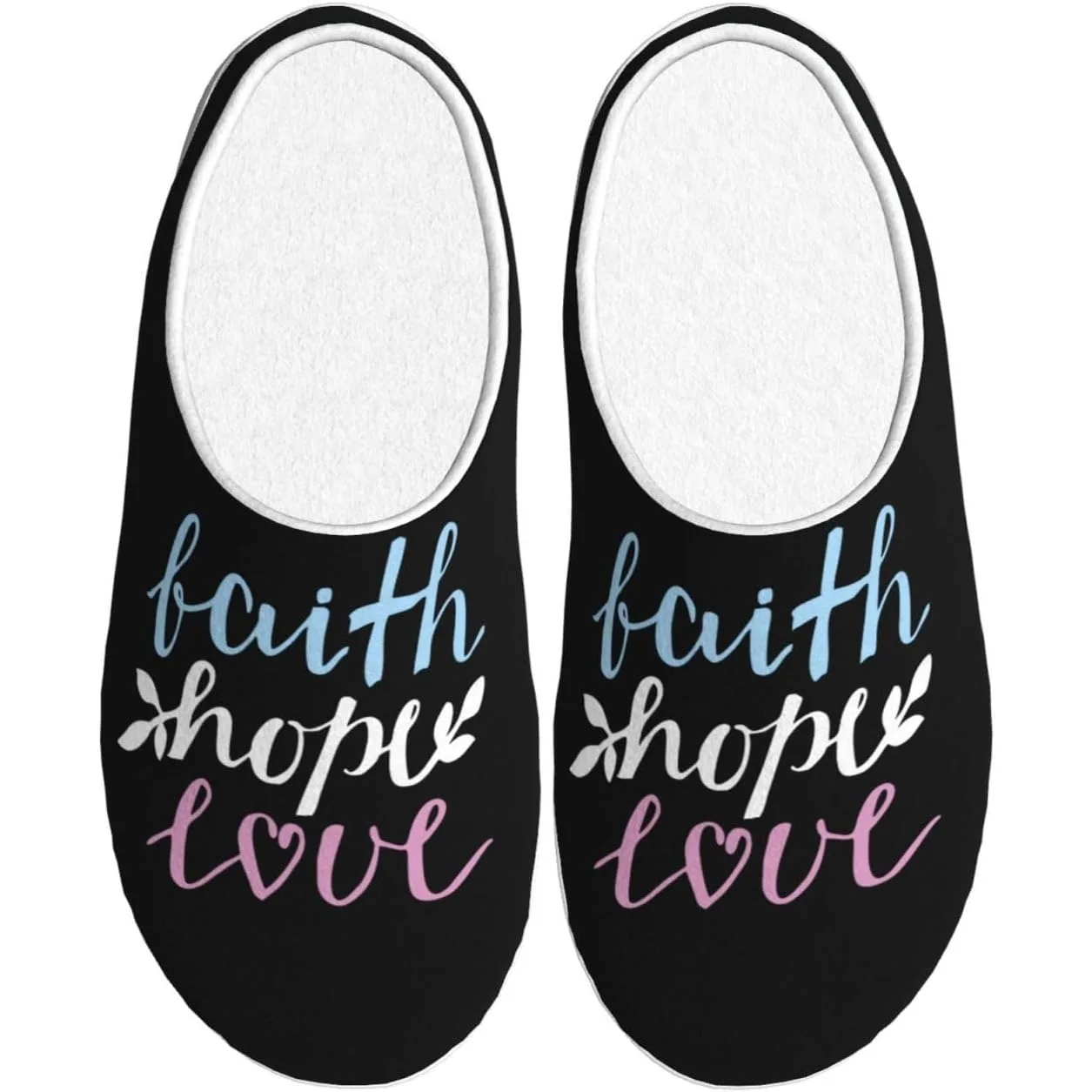 

Faith Hope Love Christian Adult Cotton Slippers For Women Men