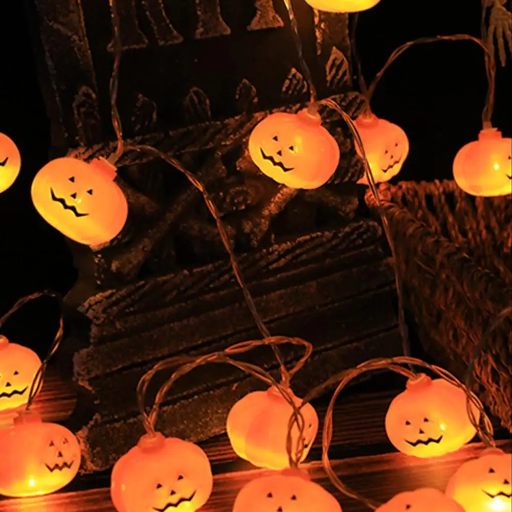 ハロウィンライト 不気味な3Dカボチャ ハロウィンライトストリング 屋内屋外装飾用 電池式LEDライト 簡単