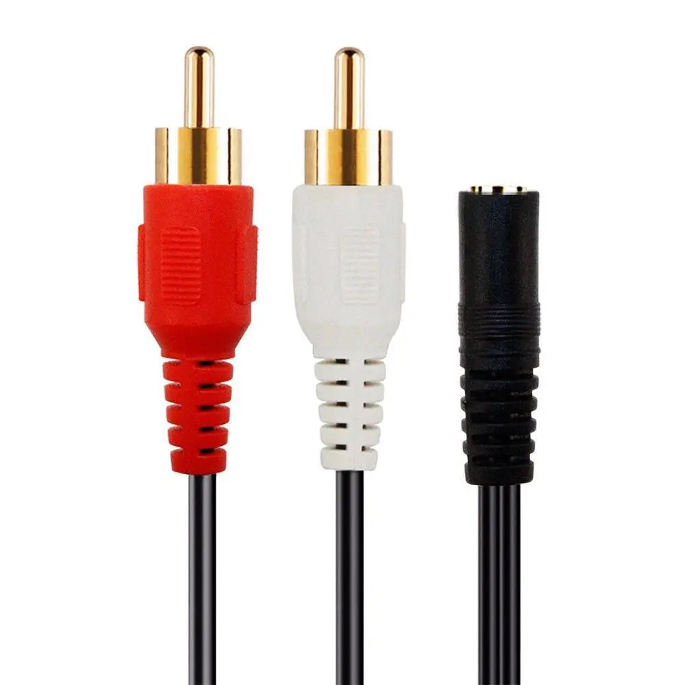 2 RCA Macho para Fêmea 3,5mm Jack Aux Cabo de Áudio Estéreo BH