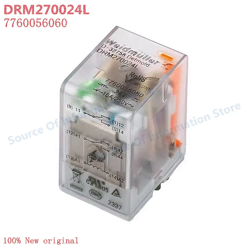 5Pcs DRM270024L Weidmuller Intermediate Relay 7760056060 24V 8Pin 10A 100% New