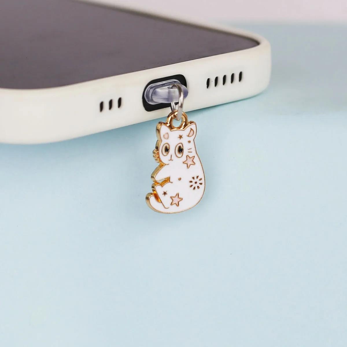 Staubschutz-Anhänger für Mobiltelefone, niedlicher Stern-Mond-Katzen-Anhänger, geeignet für iPhone und Type-C-Anschlüsse. – Detail 3