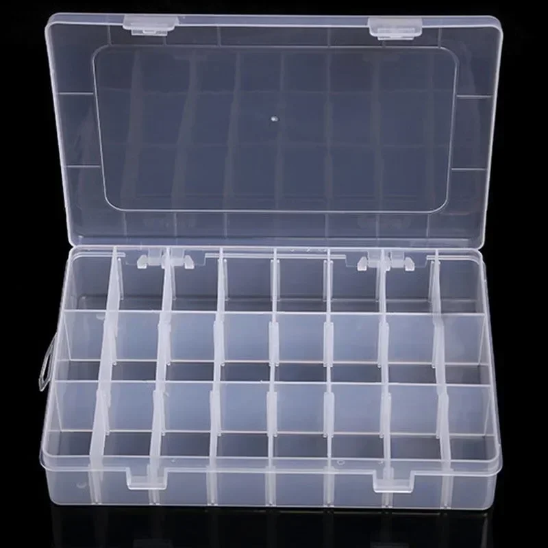 Caja organizadora de plástico con 10/15/24/36 rejillas, contenedor de almacenamiento, joyero con divisores ajustables para manualidades artísticas DIY