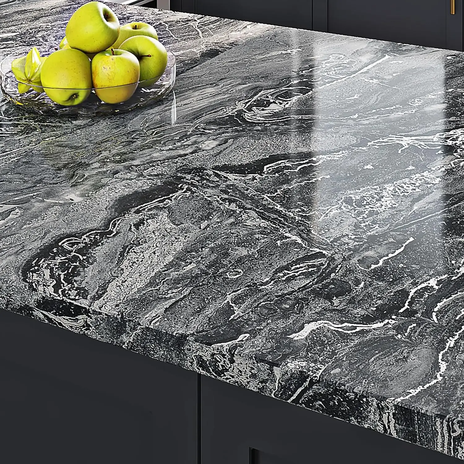 

Extra Wide Glossy Marble Peel and Stick Wallpaper Waterproof Contact Paper for Countertops Kitchen Vinyl Wrap Table Top
