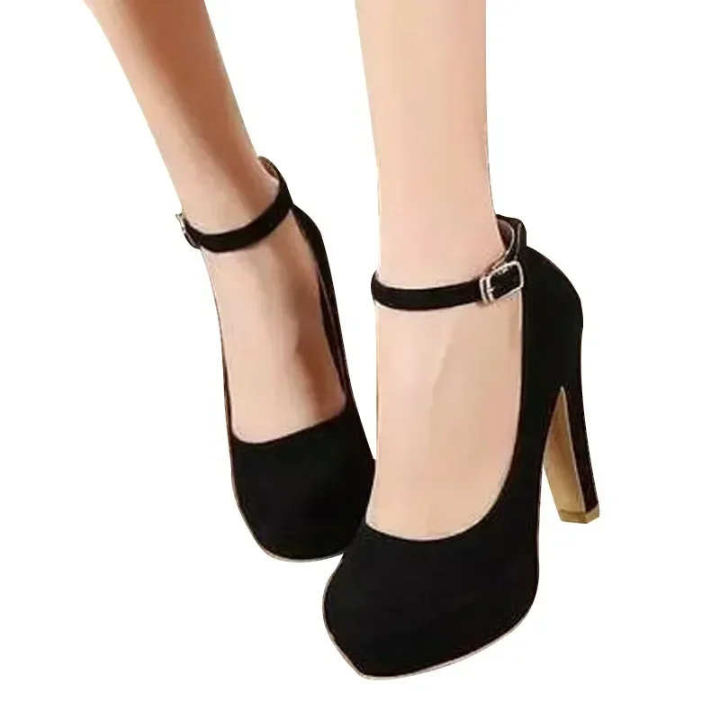 2023 High Heel Wome Shoe Spring New Thick Heel Work Shoes Versatile High Heel Shoes Black Fashion Women Shoe Zapatos Mujer