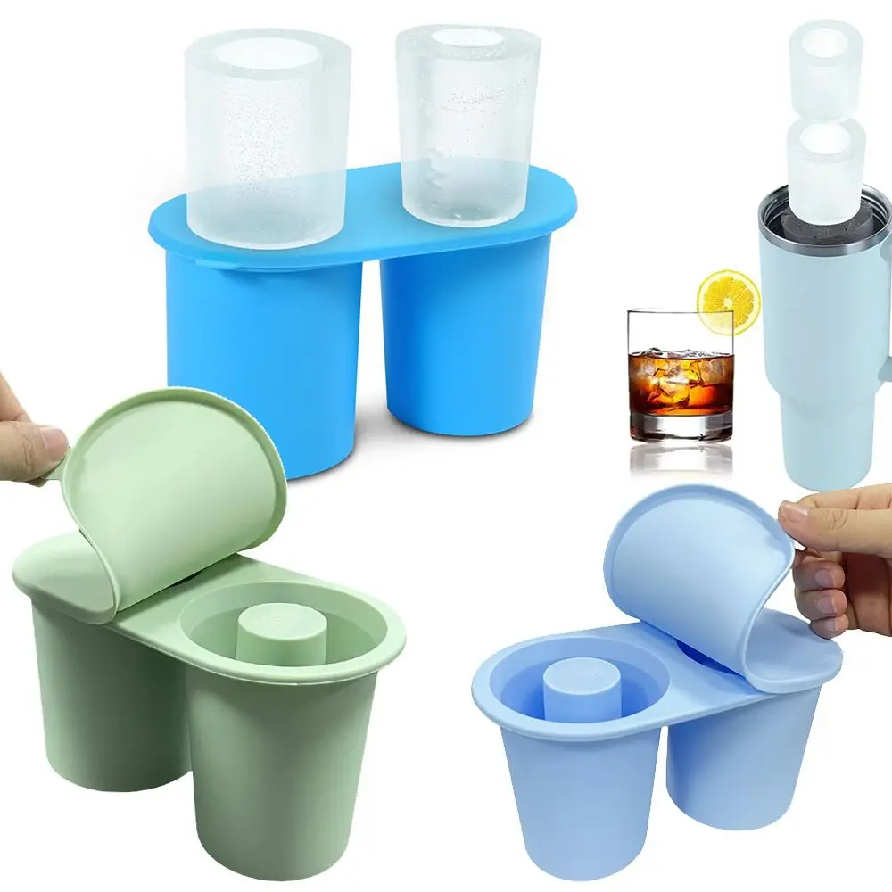 

Reusable Ice Cube Tray Whiskey Ice Drink Silicone Cylinder Ice Mold Cocktail with Lid for Stanley/ 30-40 oz Tumbler Cup