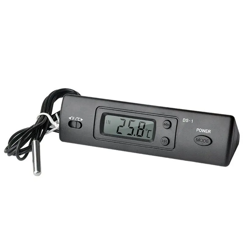 A48P-5X DS-1 Car Thermometer LCD Display C/F Clock Temperature Sensor Controller Indoor Outdoor Thermostat With Probe