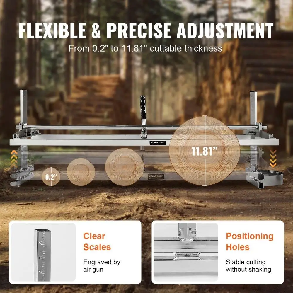 Portable Chainsaw Mill 14-48 with Galvanized Steel Guide Bar, Adjustable Cutting Thickness for Wood Lumber Sawmilling