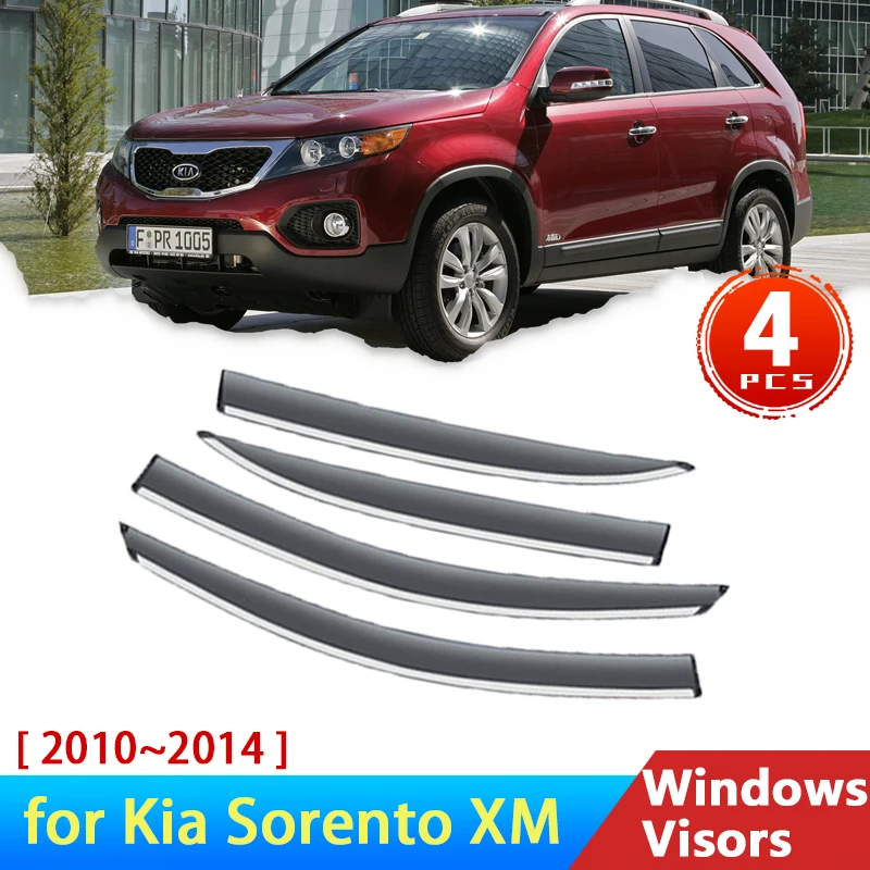 

4x Deflectors for Kia Sorento 2 II XM FL 2010~2014 Accessories Car Windowa Visors Rain Eyebrow Guards Visor Protector Cover 2015