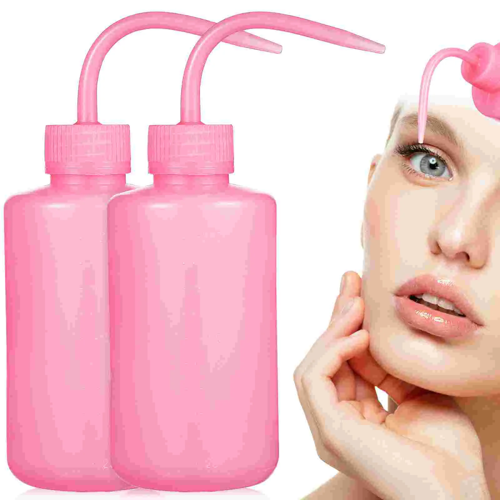 

2 Pcs 250ml Cleaning Elbow Bottles Plastic Squeeze Lash Water Bottle Reusable Portable Makeup Residue