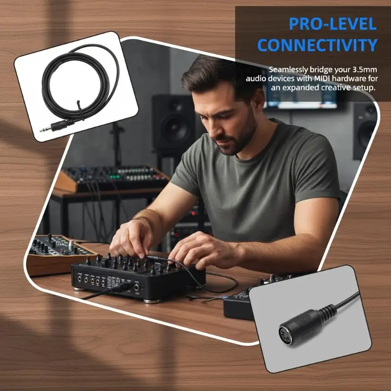 Nuevo Cable convertidor MIDI Din 5 a TRS de 3,5mm, adaptador de Audio antiinterferencias para instrumentos musicales, dispositivo MIDI, uso en estudio