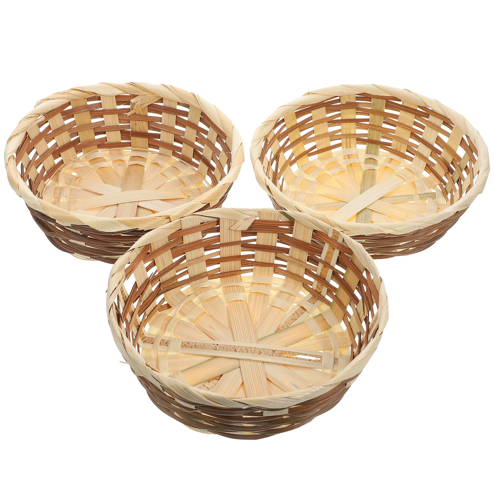 

3 Pcs Woven Basket Home Serving Storage Fruit Container Bamboo Bread Bins with Lids