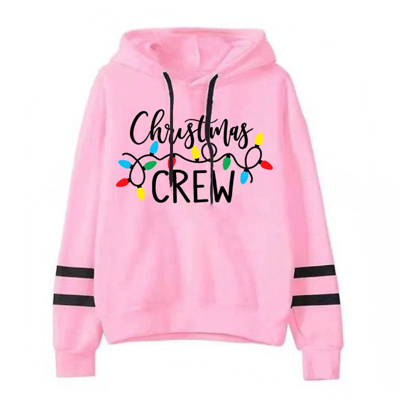 Women\'s New Fashion Hoodie Autumn Winter Christmas Crew Printed Oversized Sweatshirts Christmas Santa Hippo Xmas Light Hoodie