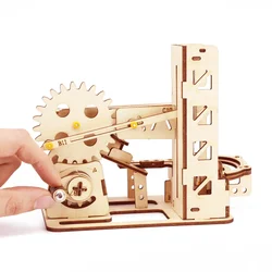 3d Houten Marmeren Run Puzzel Speelgoed Kinderen Ijzeren Bal Mechanische Baan Montage Constructie Model Om Diy Montessori Puzzel Te Bouwen