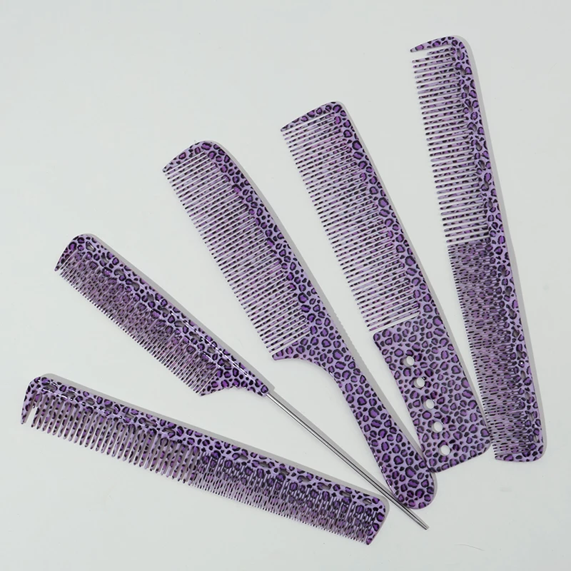 5pcs Five-piece Set of Leopard Print Hair Combs: Professional Styling Comb Suitable for Both Home Use and Salon Use