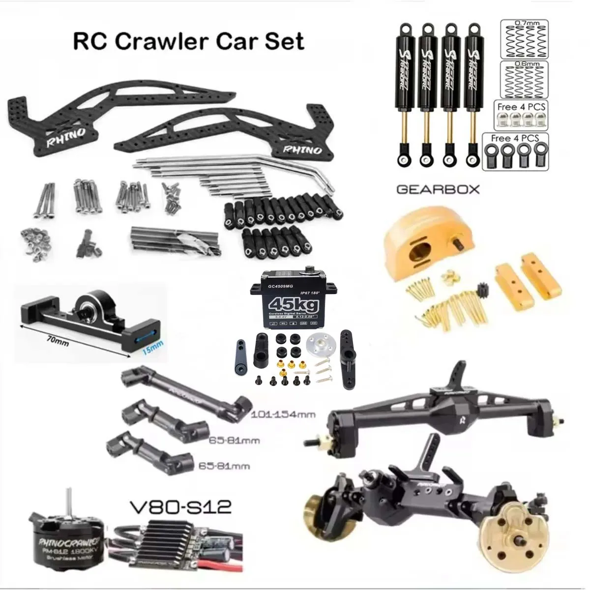Rhino YUE ONE 4WD Off-Road RC Car Kit, Capra Axles, 3-Speed Gearbox, 2340KV Motor, Metal Frame