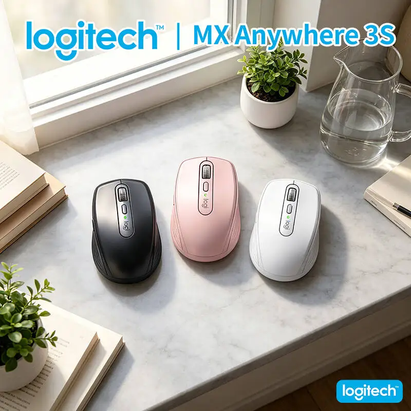 Logitech MX Anywhere 3S Wireless Mouse - 8000 DPI, MagSpeed Scroll, Silent Click, Anti-Slip Grip for Office Travel