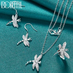 DOTEFFIL 3szt 925 Sterling Silver Dragonfly AAA naszyjnik cyrkoniowy kolczyk zestaw pierścieni dla kobiety ślub modna biżuteria zaręczynowa