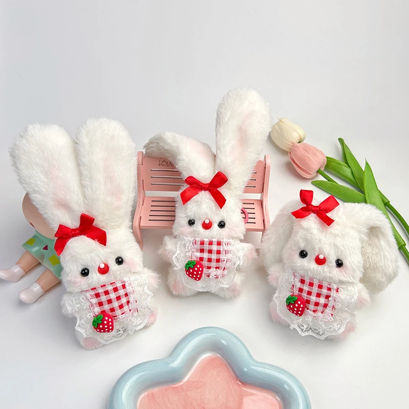 Cute Rabbit Squeak Keychain Cartoon Kawaii Plush Doll Toy Pendant Key Ring Exquisite Backpack Decoration Accessories Gifts